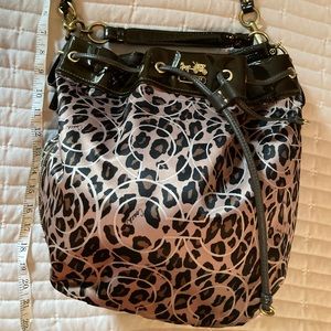 Leopard print Satin Coach Bucket Bag